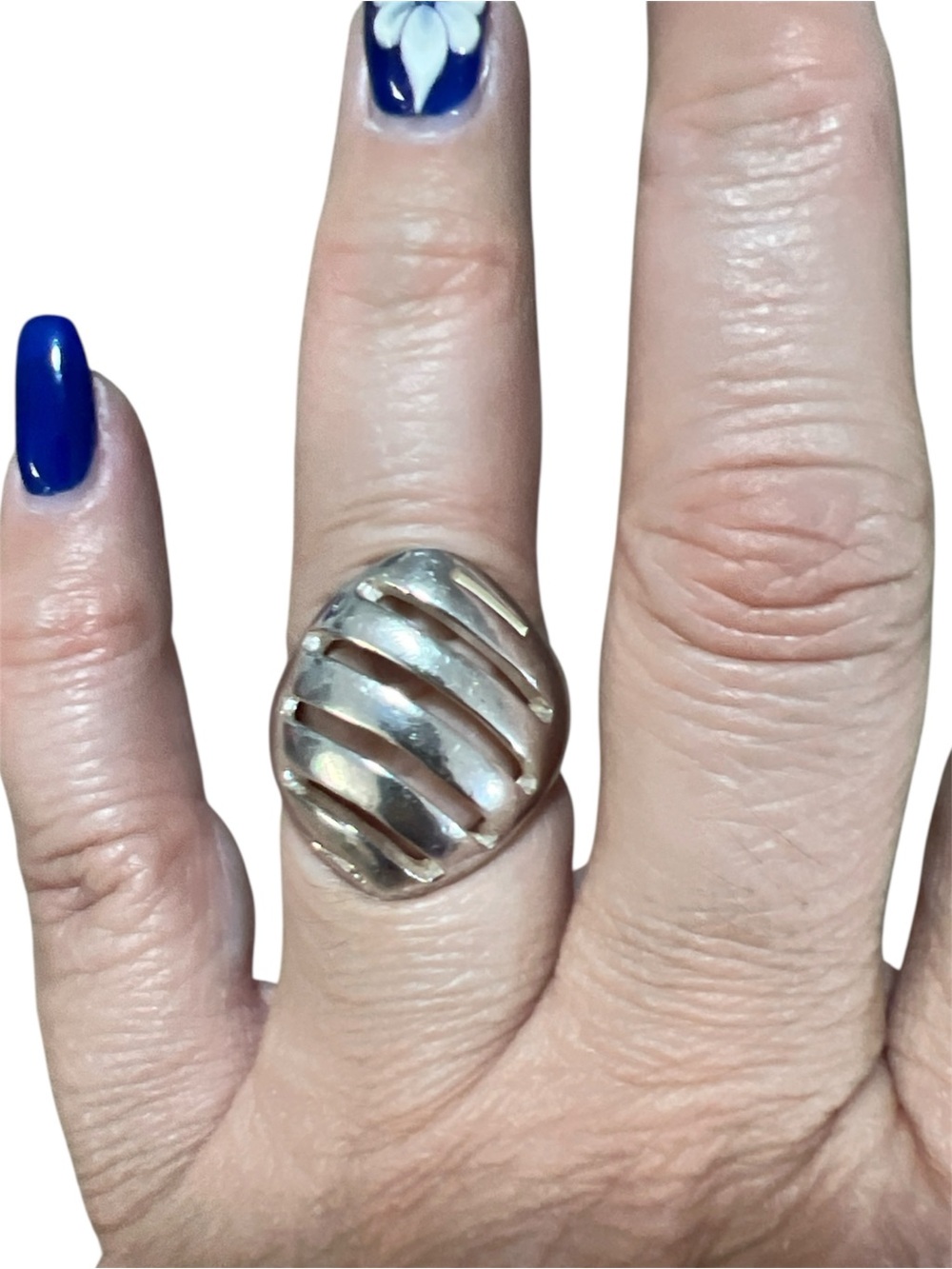 Silver Openwork Dome Ring - Elegant Women's Jewelry